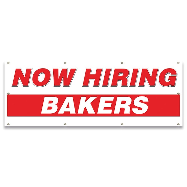 Now Hiring Bakers Banner Apply Inside Accepting Application Single Sided